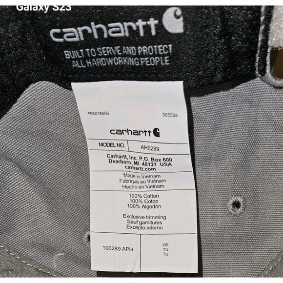 New Carhartt Authentic Canvas Strapback Hat Cap Gray FastDry Adult Adjustable OS - Picture 3 of 4